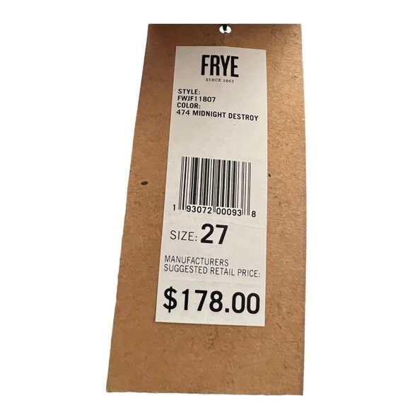 Frye Womens Black Mid Rise Distressed Ripped Melissa Skinny Jeans Sz 27 New - Picture 9 of 10